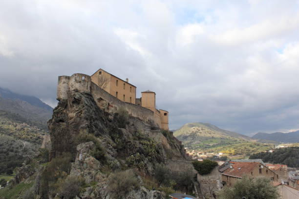 The citadel of Corte in Corsica stock photo