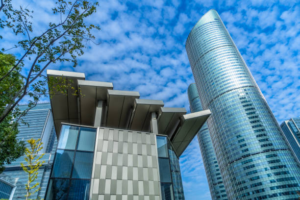 istock Modern office building against blue sky 1317915883