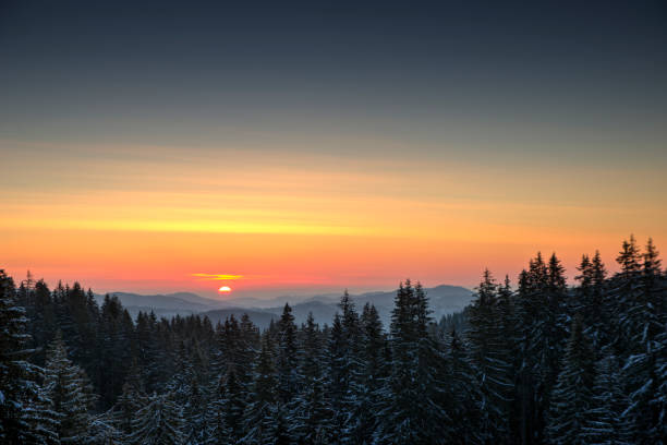 Sunrise over Rhodope Mountains. Europe, Bulgaria