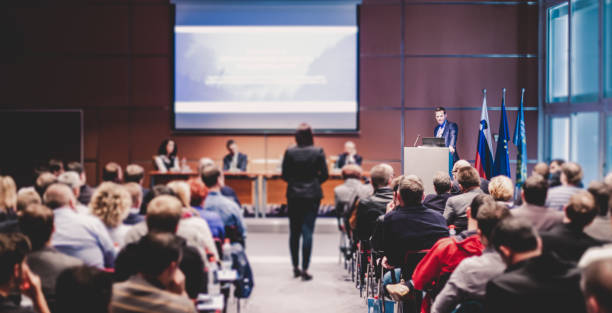 istock Speaker giving presentation on scientific business conference. 1317919909