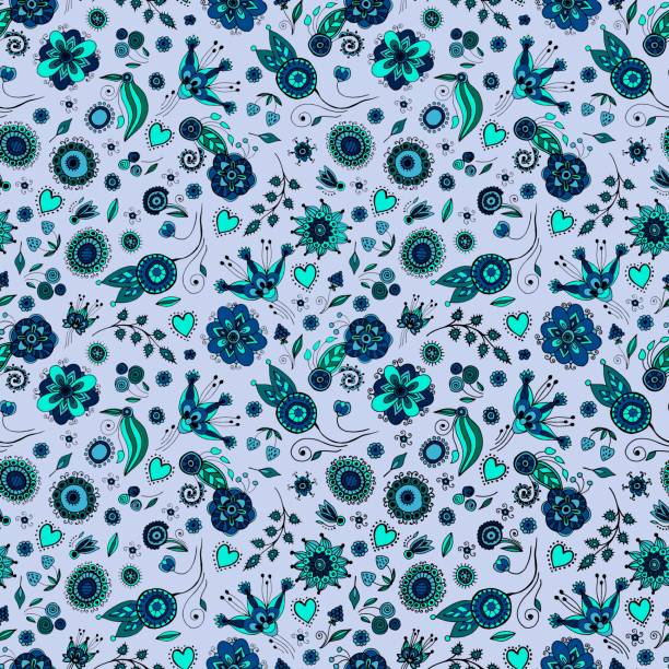istock Seamless floral ornament in a hand-drawn style. 1317921645