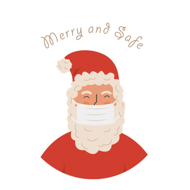 istock Santa Claus wearing protective face mask against coronavirus isolated on white background. Christmas during pandemia. Xmas celebration concept. New Year 2021 party. Vector illustration. 1317927066