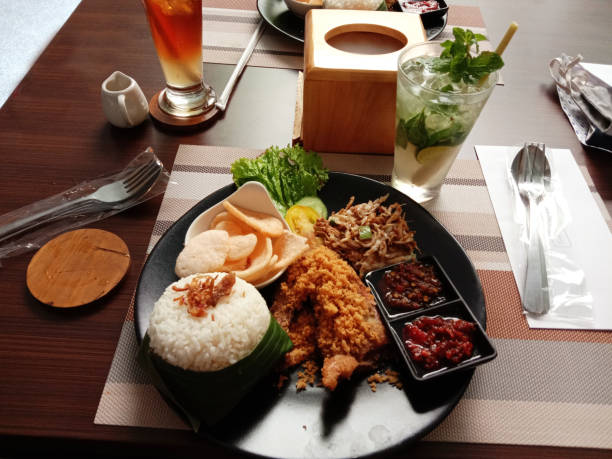 istock Coconut milk rice & Crunchy Fried chicken 1317928014