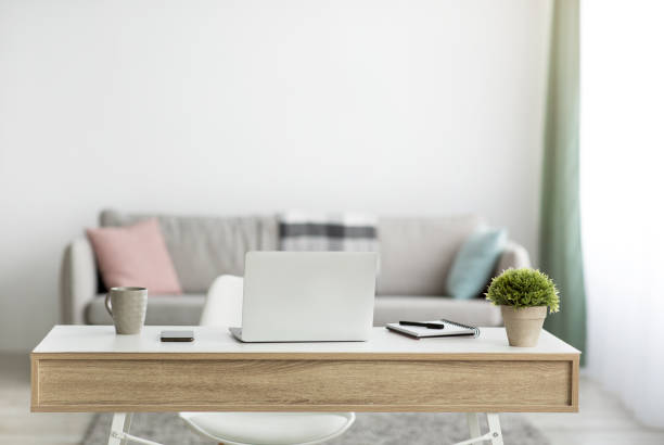 istock Home office, comfortable workplace with computer and furniture 1317936474