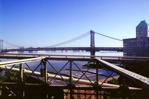 most na brooklynie - new york city new york state brooklyn clear sky zdjęcia i obrazy z banku zdjęć