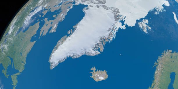 view of greenland country, in the artic with the atlantic ocean and artic ocean - baffin island imagens e fotografias de stock