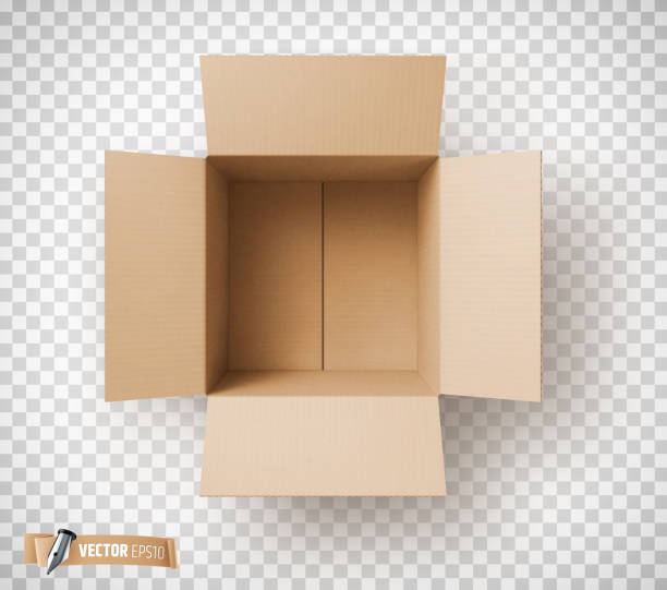 벡터 사실적 골판지 상자 - carton backgrounds box brown stock illustrations