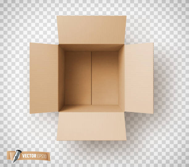 векторная реалистичная картонная коробка - carton backgrounds box brown stock illustrations