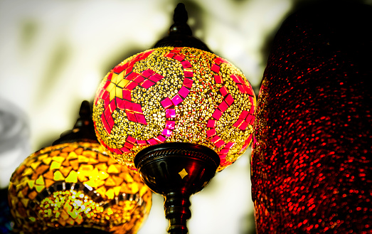 Arabic Mosaic Glass Lamps Turkish and Moroccan Multi-color