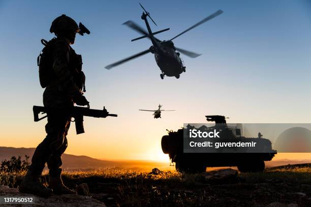 Military Operation At Sunrise Stock Photo - Download Image Now - Military, US Military, Armed Forces