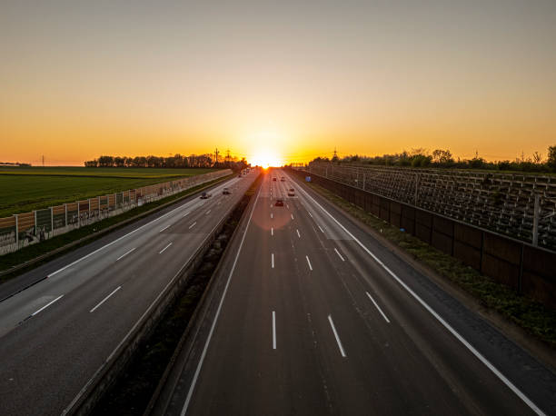 istock Image of a German highway during sunset 1317957083