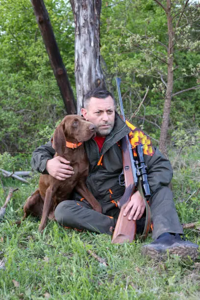 Photo of Hunter in the woods stock photo