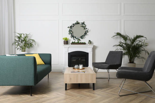 istock Stylish living room interior with comfortable sofa and armchairs 1317963503
