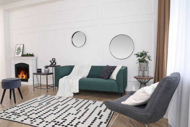 istock Stylish living room interior with comfortable sofa and armchair 1317964562