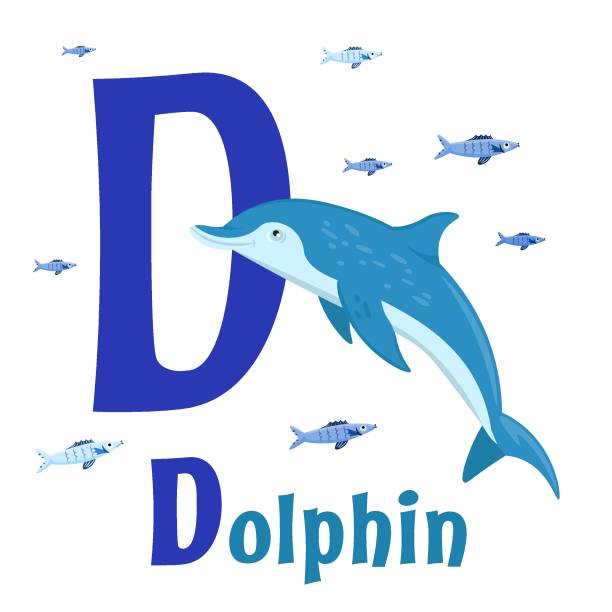 90+ Animal Alphabet Letter D For Dolphin Illustrations, Royalty-Free ...