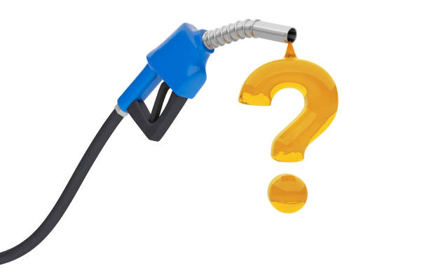 fuel pump with a drop in the shape of a question mark - gas station fuel pump station gasoline imagens e fotografias de stock