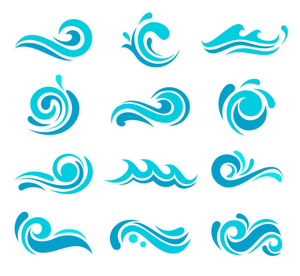 ilustraciones, imágenes clip art, dibujos animados e iconos de stock de olas azules - wave