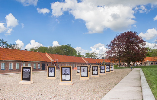 Historic photographs in the courtyard of the prison in Veenhuizen, Netherlands