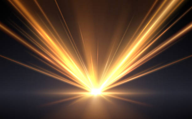 złote promienie świetlne efekt tła - light beam stock illustrations