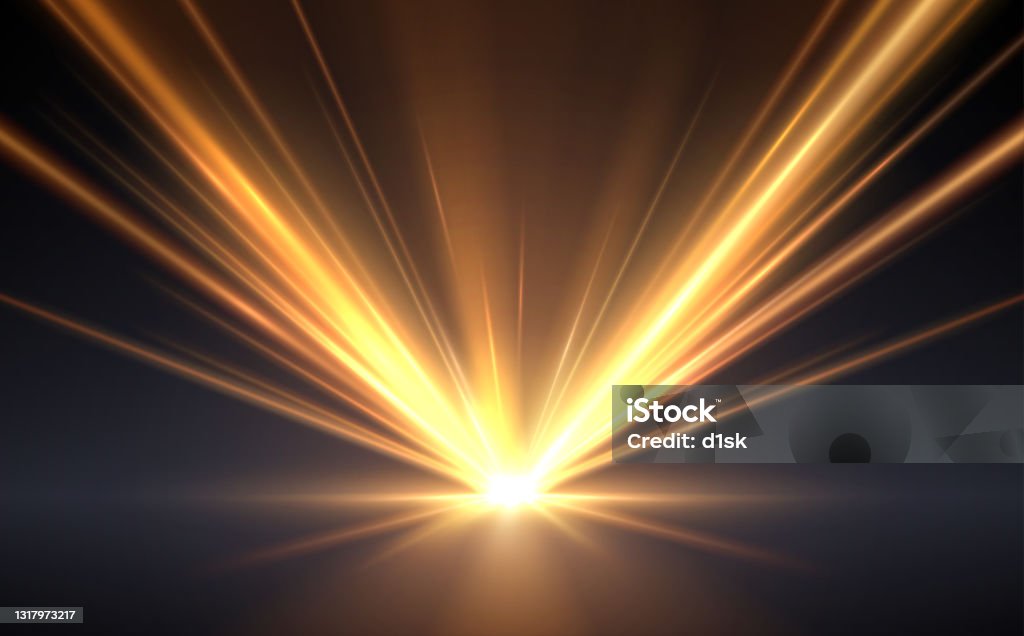 Gold light rays effect background Gold light rays effect background in vector Sunbeam stock vector