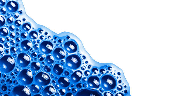 istock Blue foam bubble texture. Empty copy space abstract color water. Washing suds pattern background. 1317973688