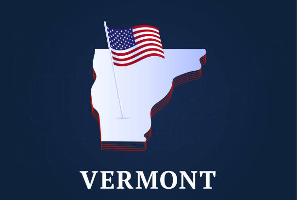 istock vermont state Isometric map and USA national flag 3D isometric shape of us state Vector Illustration 1317973877