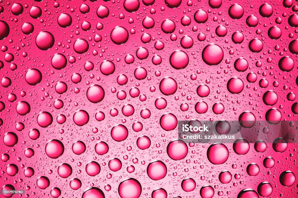 Water Dew Pattern Pink Water Drops Background Wet Glass Surface Texture Bubble Dew ...