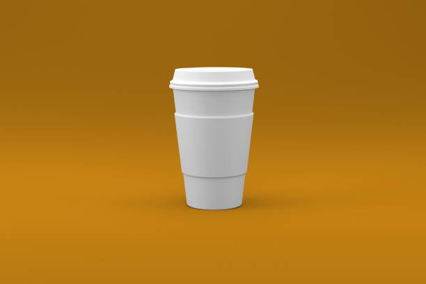 istock Plain white Coffee cup isolated on colored background. 3D illustration. suitable for your design element. 1317977704