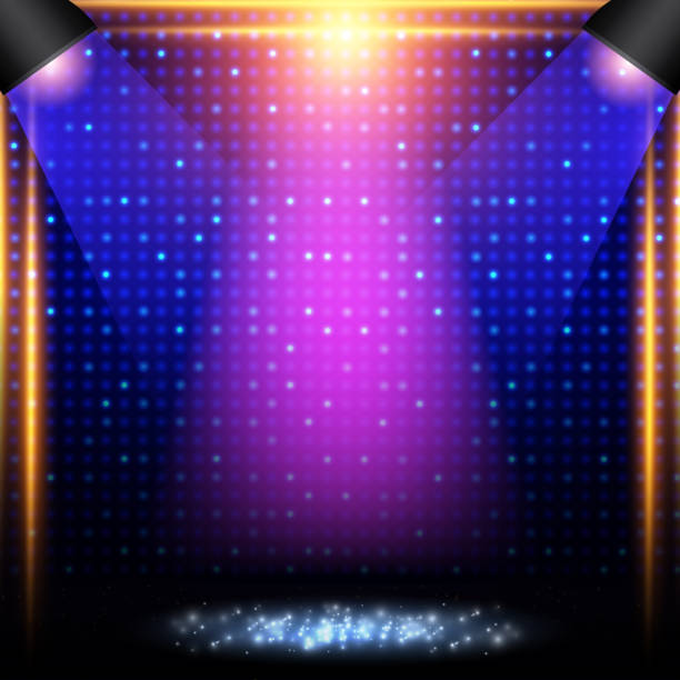 istock Shining abstract mosaic background with blue glow spotlights and dust. Design for presentation, concert, show 1317984161