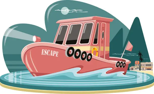 Vector illustration of Boat trip
