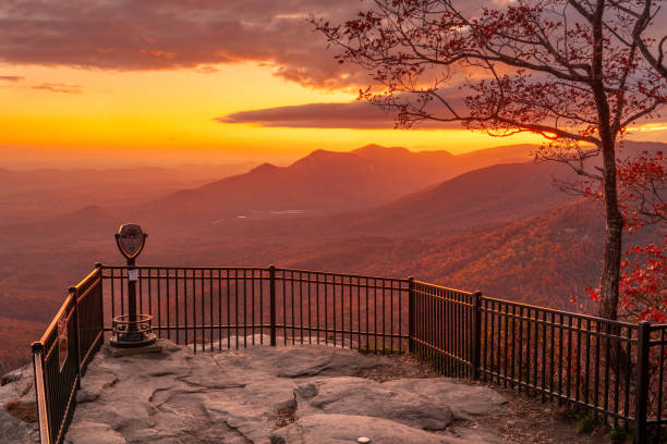 Table Rock State Park, South Carolina, USA Autumn Landscape Table Rock State Park, South Carolina, USA landscape at dusk in autumn. observation point stock pictures, royalty-free photos & images