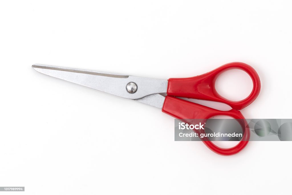 Red scissors isolated on white background. Scissors Stock Photo