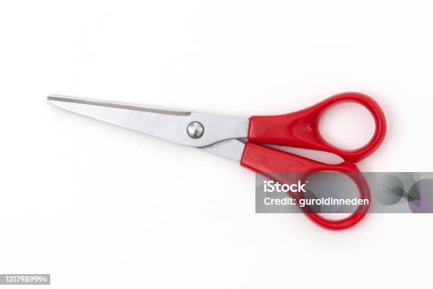Red Scissors Isolated On White Background Stock Photo - Download Image Now - Scissors, White Background, Cut Out