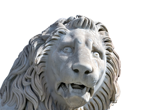 Sculpture Lion guardian decor isolated on a white