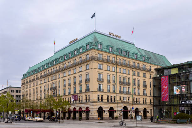 Berlin, Germany - May 6th 2021: Hotel Adlon Kempinski in Berlin was originally one of most famous hotels in Europe. It's still operating right next to Brandenburger gate.