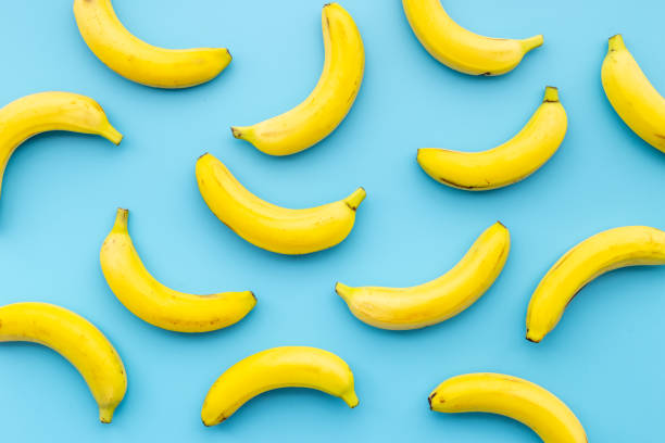 istock Colorful fruit pattern of bananas. Flat lay 1318009193