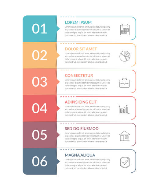 Infographic Template with 6 Steps Infographic template with 6 steps, workflow, process chart, vector eps10 illustration number 6 stock illustrations