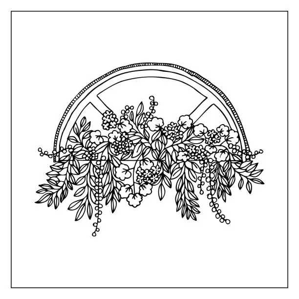 Vector illustration of Semicircular window flowers