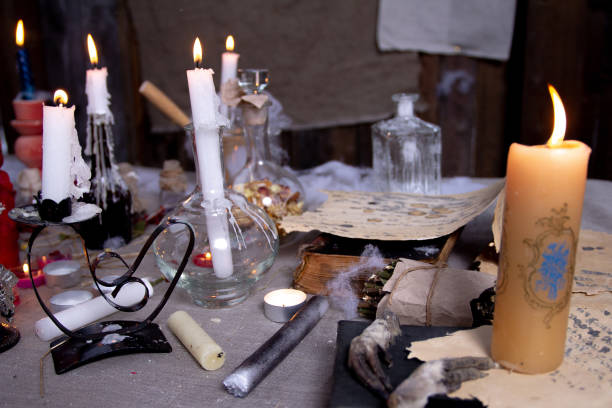 istock background for halloween, the table in a witch's den, dark backgroun,copy space 1318014874