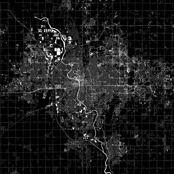 Vector illustration of Wichita, Kansas USA Vector Map