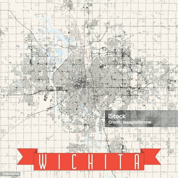 Wichita Kansas Usa Vector Map Stock Illustration - Download Image Now - Wichita, Map, Wichita Falls