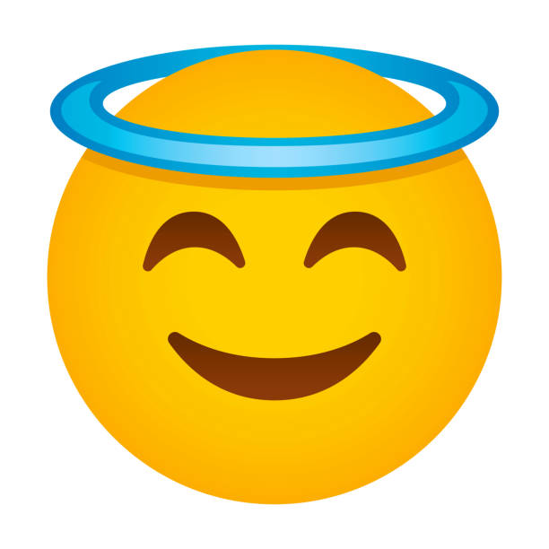 Halo Emoji Icon A cute emoticon or 'emoji' icon. File is built in CMYK for optimal printing and minimal simple gradients used (linear and radial). angel stock illustrations