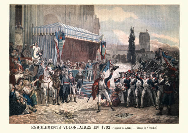 добровольные призывы солдат в начале французских революционных войн, 1792 - french revolution stock illustrations