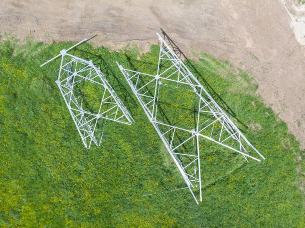 istock Building new electricity pylon outdoors in nature 1318020671