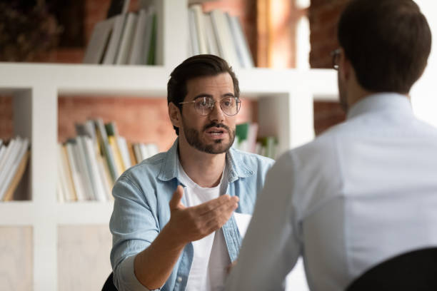 istock Hr manager employer asking questions to candidate on job interview 1318021904