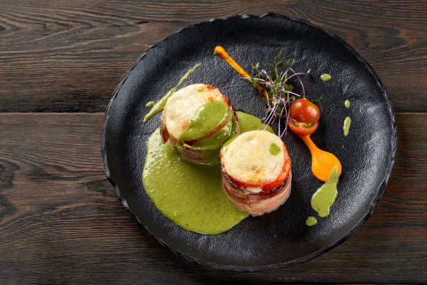 istock Healthy baked vegetables and ham sandwiches. 1318024141