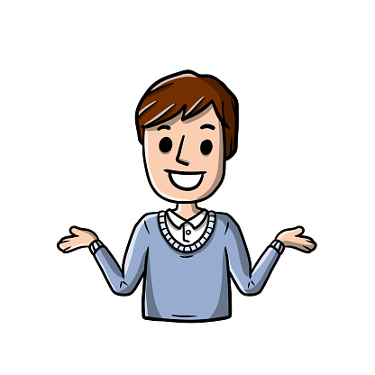 Ilustración de Hombre Con Las Manos Extendidas Joven Sonriente Con Camisa Duda Y Timidez Dibujos Animados Dibujados A Mano Incertidumbre Y Encogimiento De Hombros Ilustración Divertida y más Vectores Libres de Derechos Ilustración de Hombre Con Las Manos Extendidas Joven Sonriente Con Camisa Duda Y Timidez Dibujos Animados Dibujados A Mano Incertidumbre Y Encogimiento De Hombros Ilustración Divertida y más Vectores Libres de Derechos