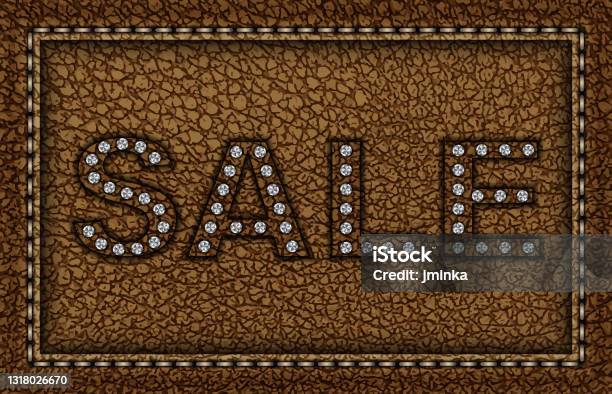 Leather Large Frame Sign Brown Leather Frame With Stitches And Sale Sign With Silver Sequins ...