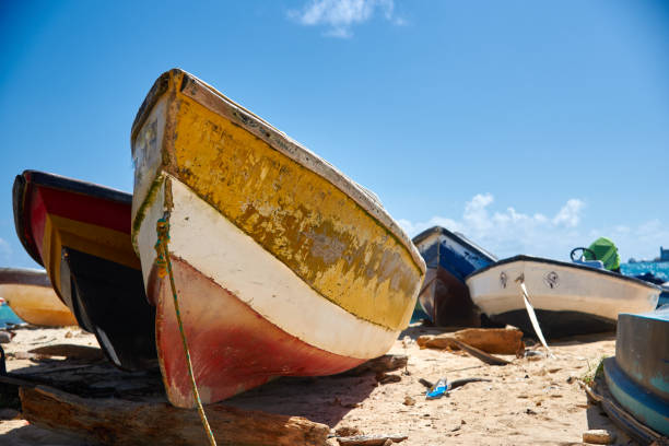 istock Fisherman boat on a beach in Colombia. 1318027168
