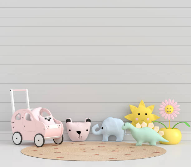 istock Gray child room with copy space, 3D rendering 1318028197